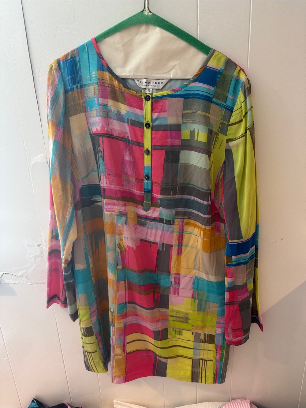 Trina Turk Bright Multicolor Abstract Print Tunic - Pink, Yellow, Blue